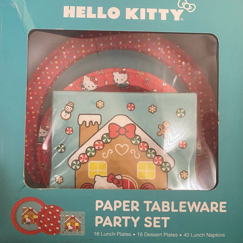 Hello Kitty Holiday Gingerbread Party Set – Plates & Napkins – 72 Pieces – New